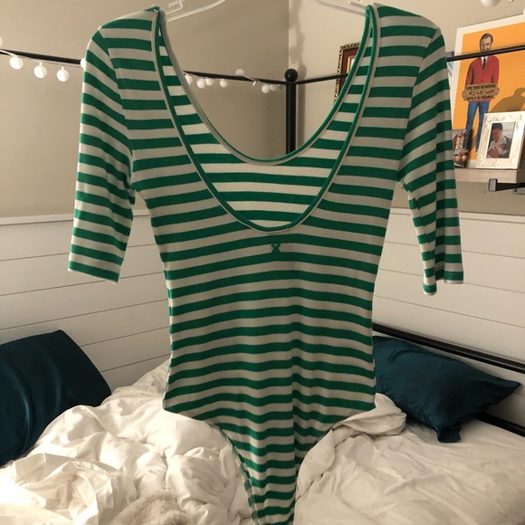 Green Striped bodysuit by Collusion (ASOS) - Picture 2 of 3